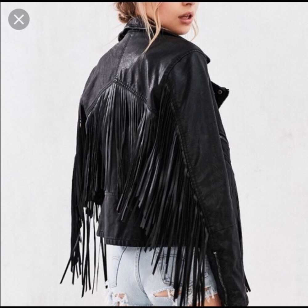 Blank NYC fringe vegan leather jacket